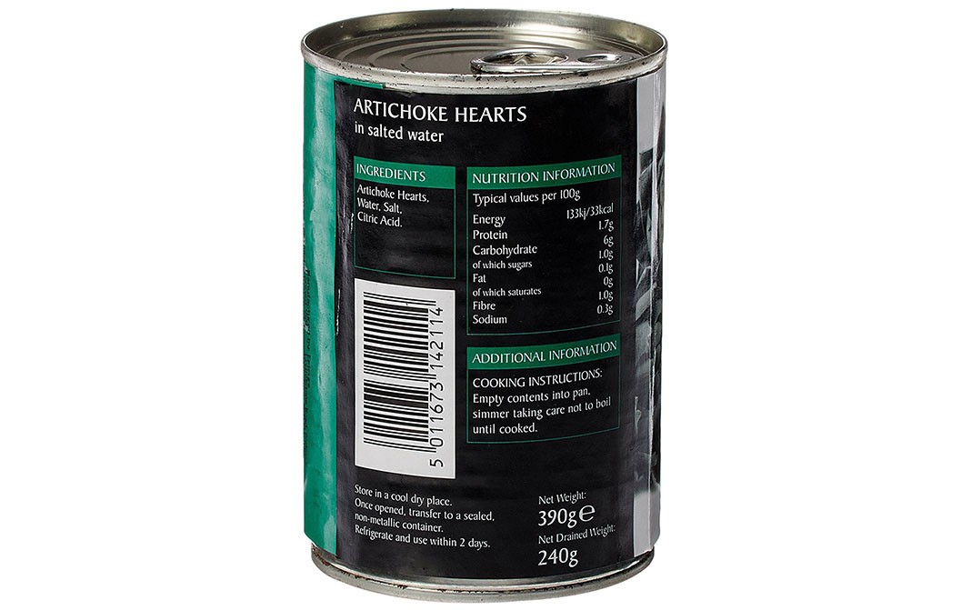 Epicure Artichoke Hearts In Salted Water   Tin  390 grams